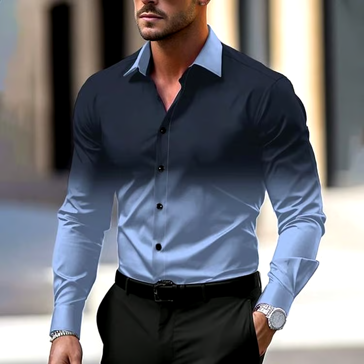 Men's Geometric Design Business Casual Shirt