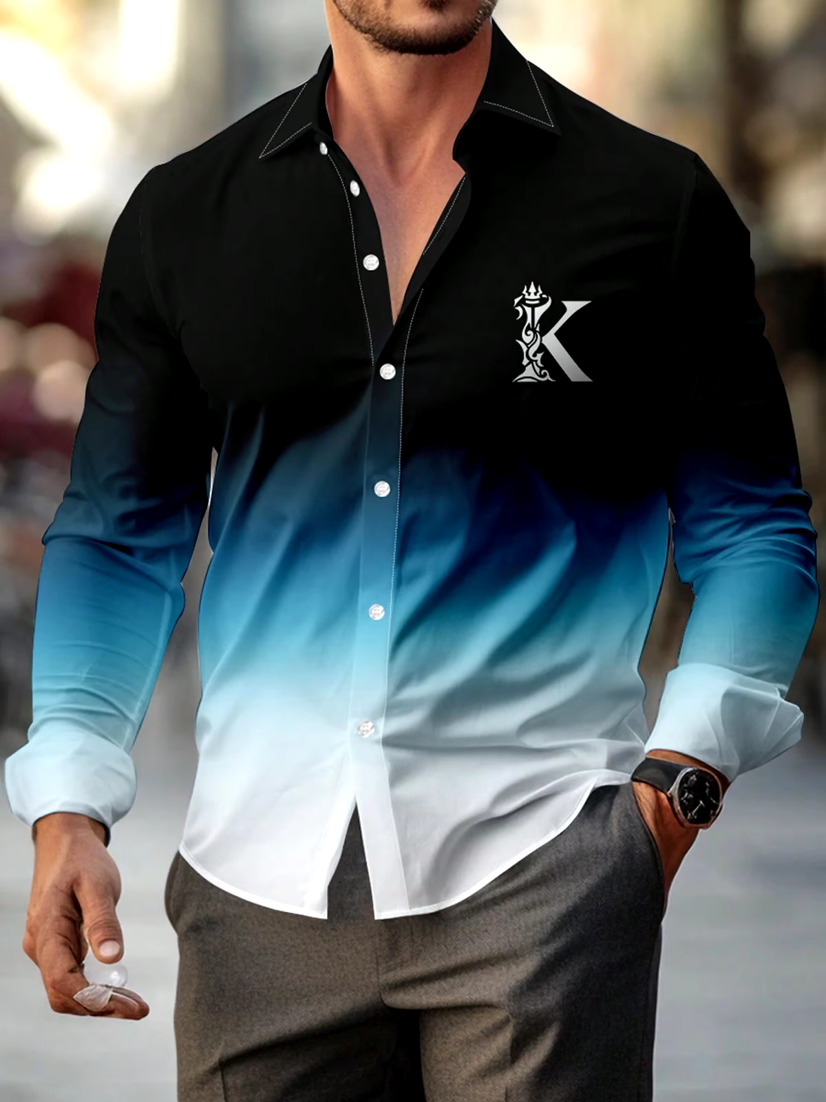 Men's Business Casual Long Sleeve Shirt