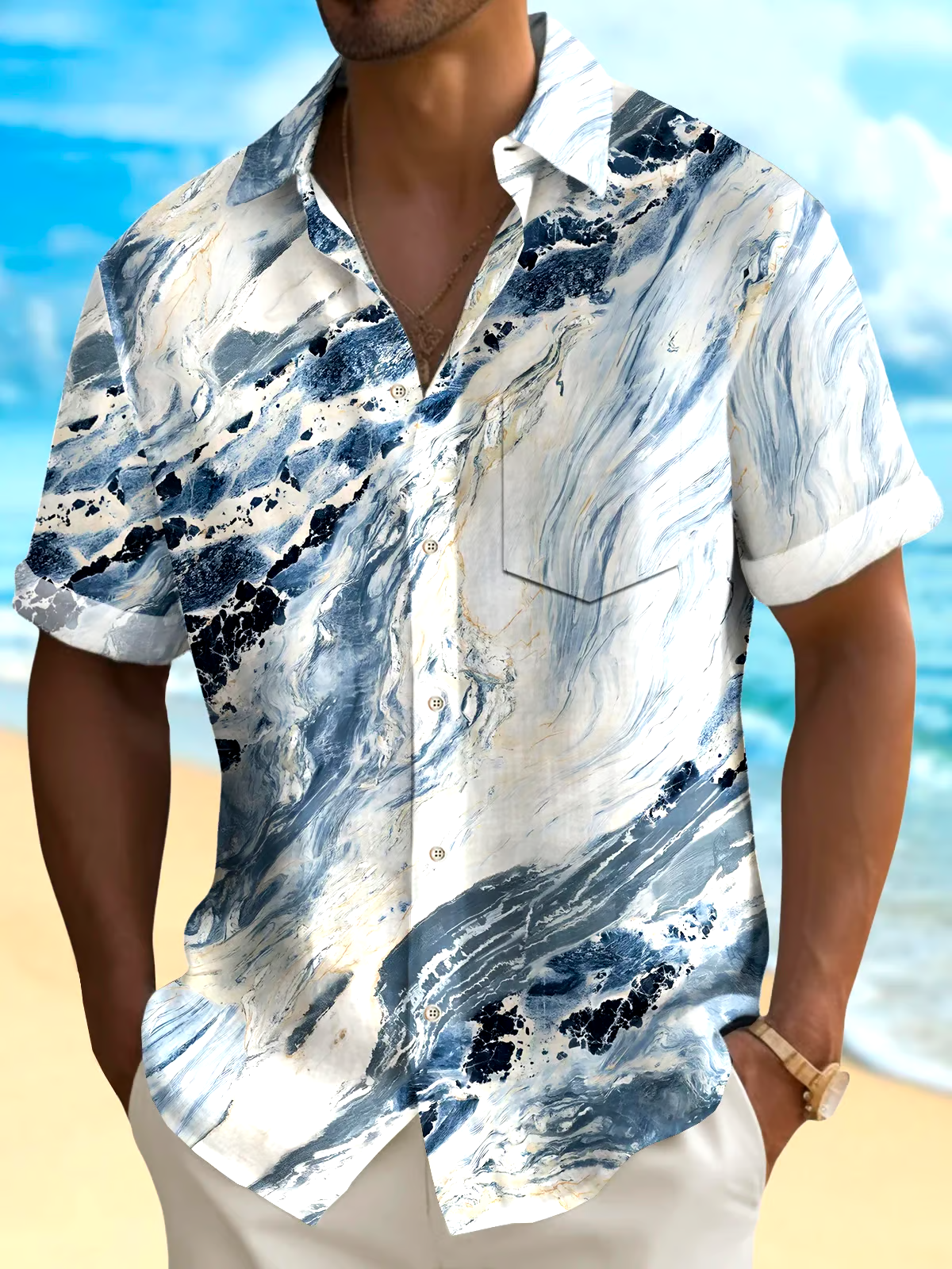 Men's Casual Vacation Hawaiian Print Shirt