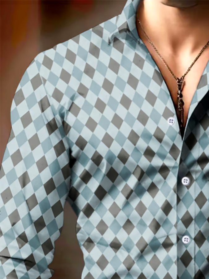 Men's Business Style Geometric Print Shirt