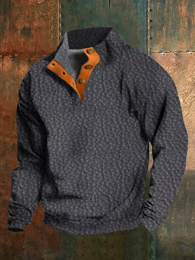 Men's Retro Western Stand Collar Sweatshirt
