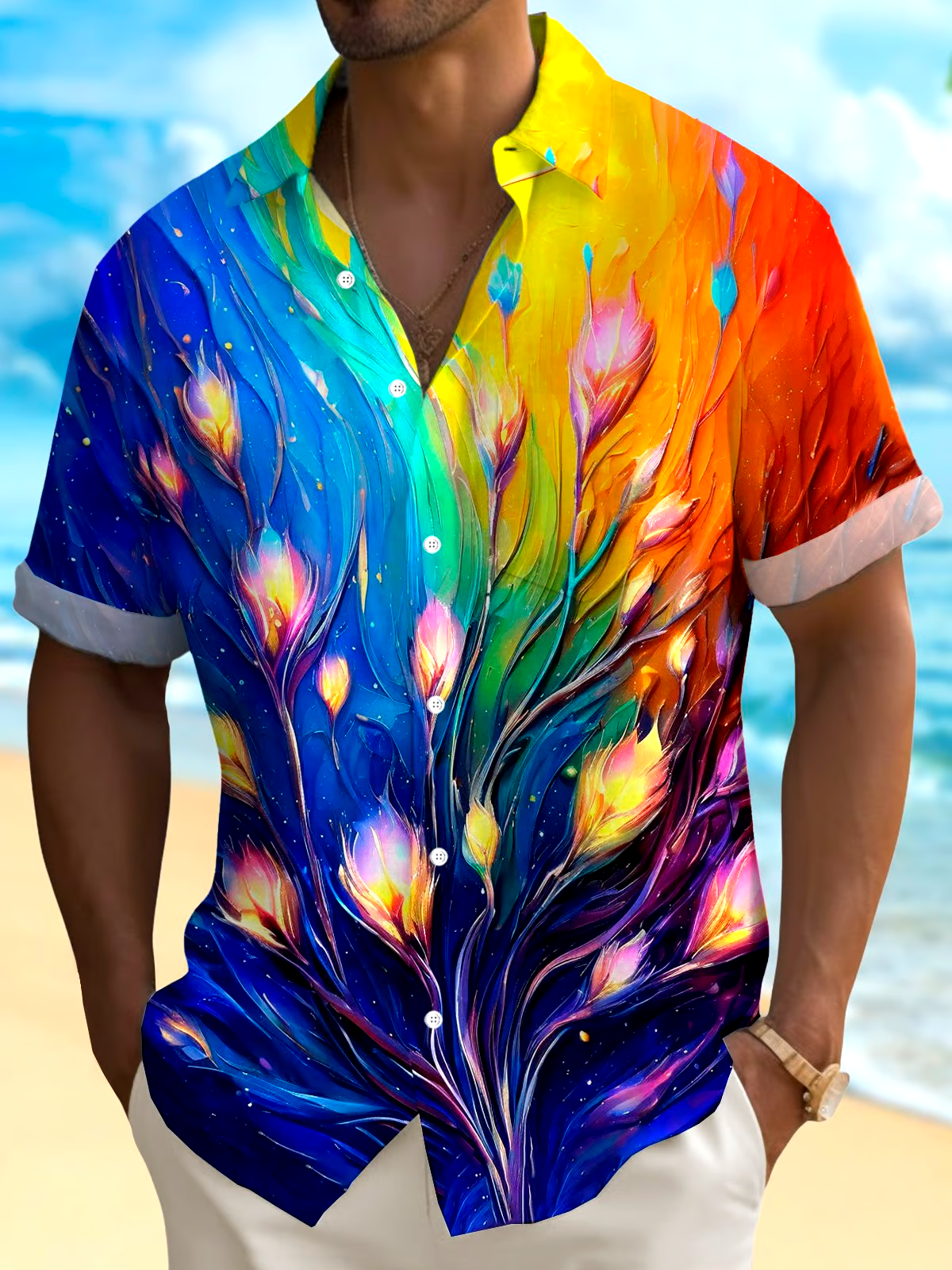 Men's Casual Vacation Hawaiian Print Shirt