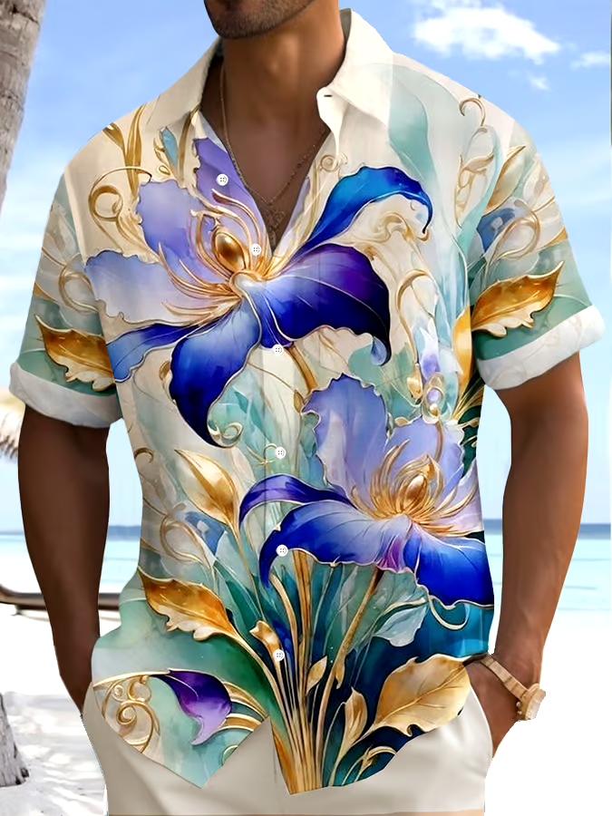 Men's Floral Printed Casual Vacation Shirt (With Pockets)