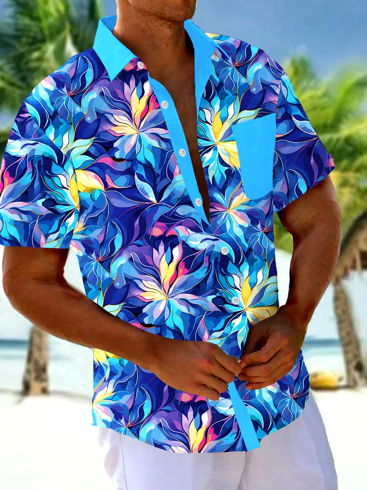 Men's Casual Vacation Hawaiian Print Shirt