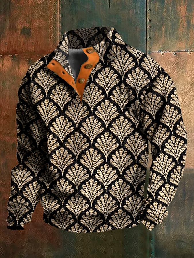 Men's Retro Western Stand Collar Sweatshirt