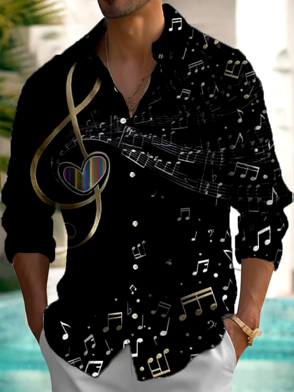 New Fashion Music Notes Long Sleeve Shirt