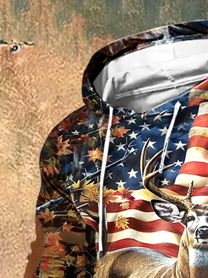 Men's Vintage Camouflage Elk Hunting Hoodie