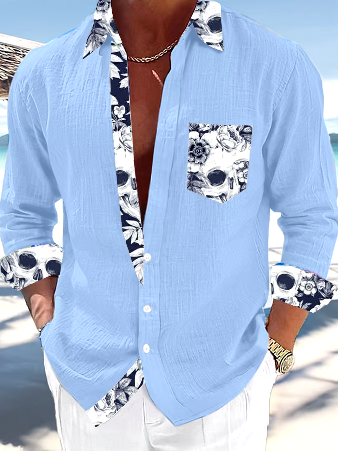 Men's Casual Vacation Contrasting Print Shirt