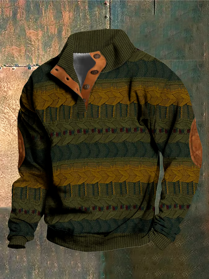 Men's Retro Western Stand Collar Sweatshirt