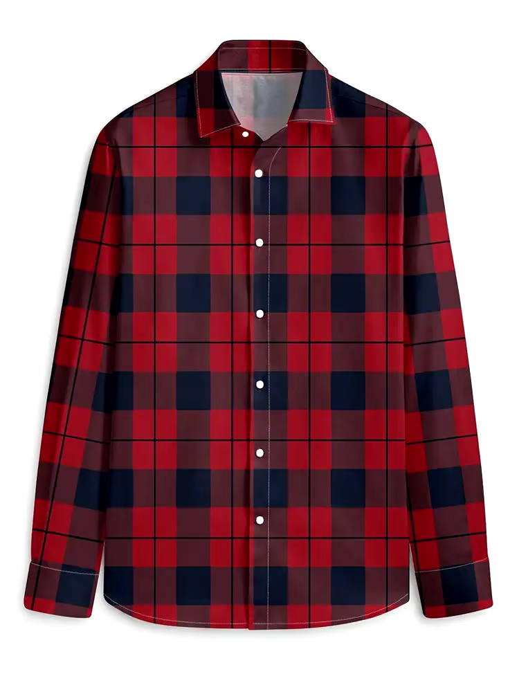 Men's Plaid Business Long Sleeve Shirt