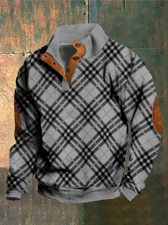Men's Retro Western Stand Collar Sweatshirt