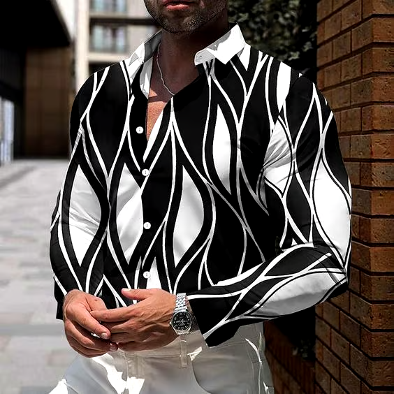 Men's Geometric Design Business Casual Shirt