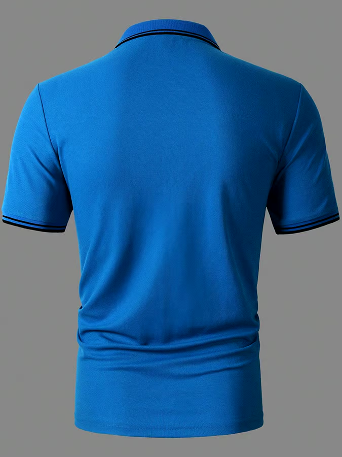 Men's Horse Stripe Print Casual Polo Shirt