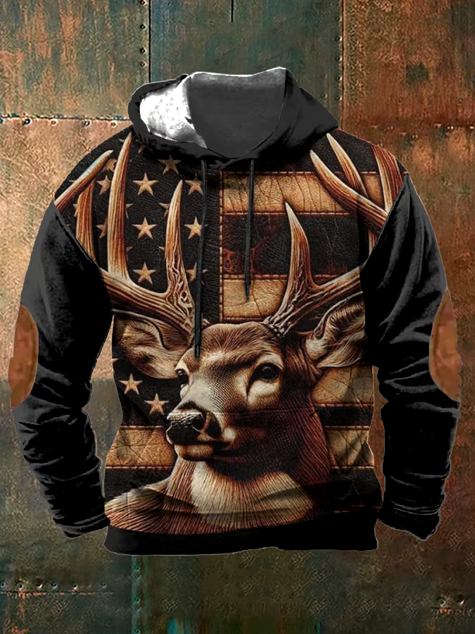 Men's Western Elk Print Hoodie