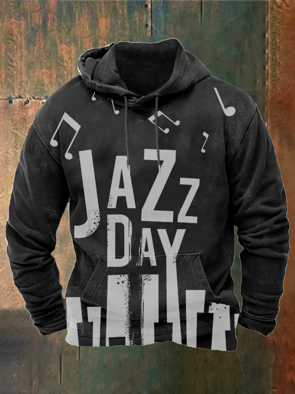 Men's Retro Music Notes Hoodie