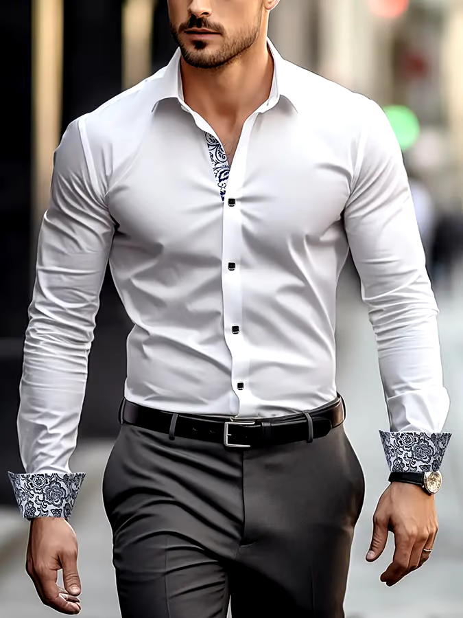 Men's Geometric Business Casual Shirt