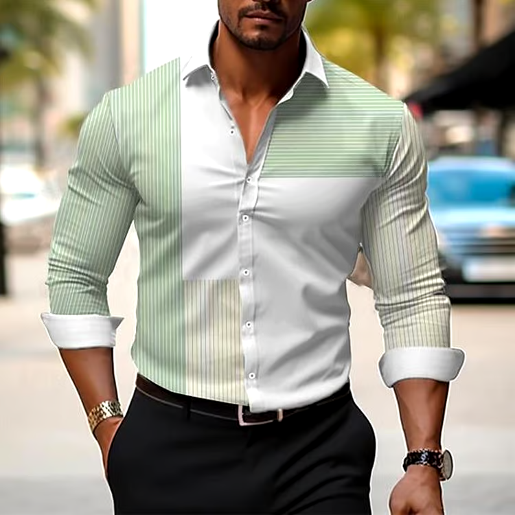 Men's Geometric Design Business Casual Shirt