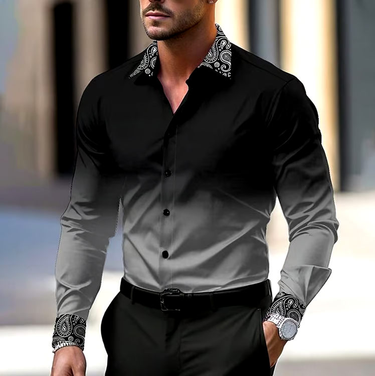 Men's Geometric Design Business Casual Shirt