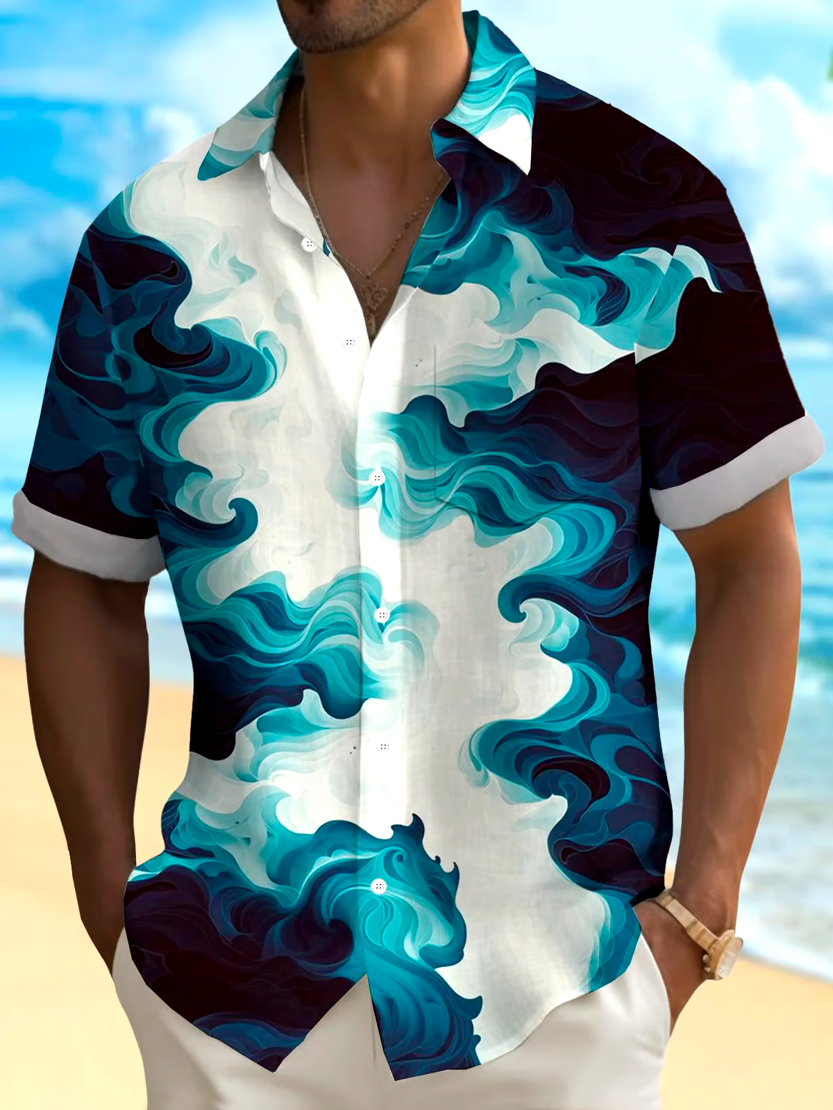 Men's Casual Vacation Hawaiian Print Shirt