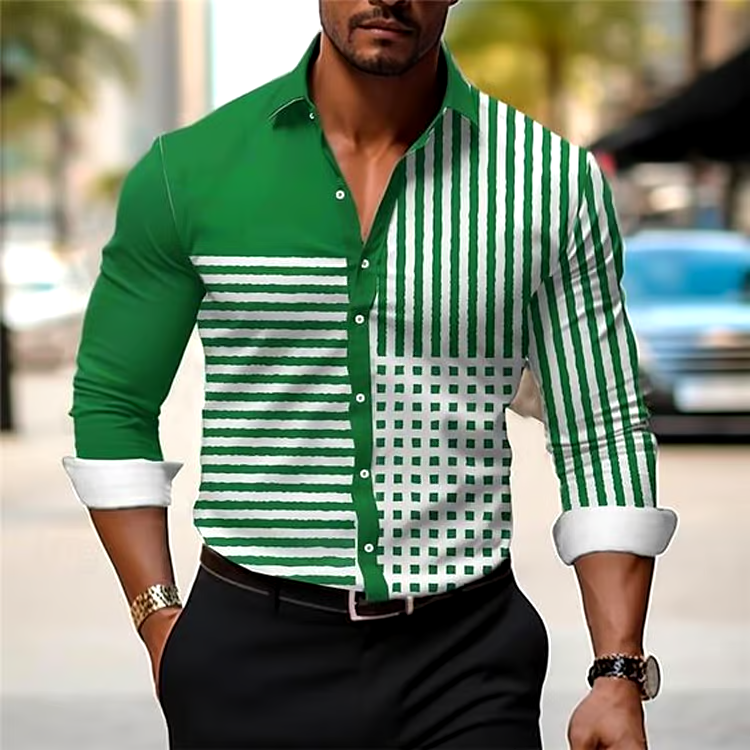 Men's Geometric Design Business Casual Shirt