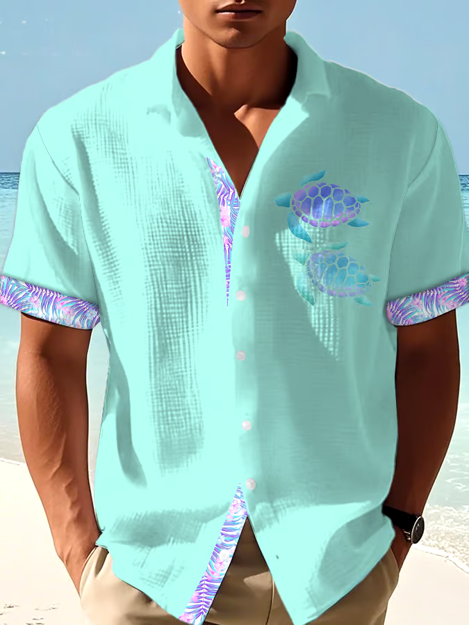 Men's Casual Vacation Hawaiian Waffle Shirt
