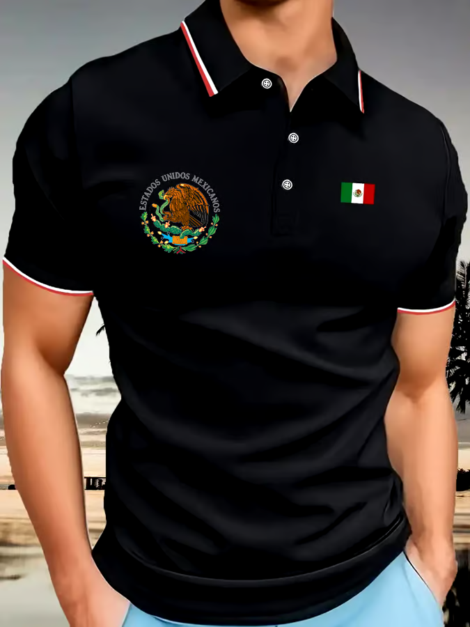Men's Vintage Mexican Independence Day Simple Polo Shirt