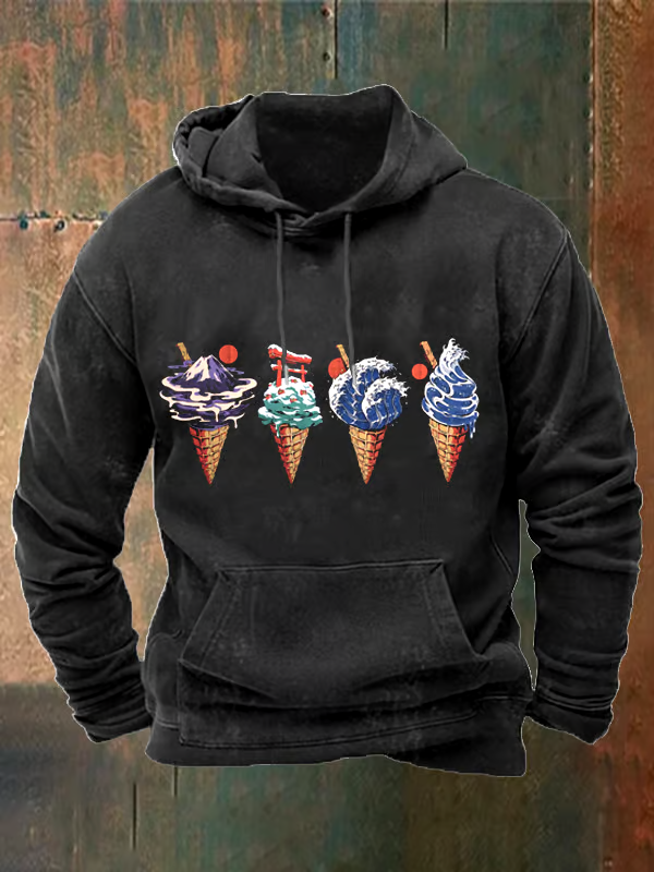 Men's Vintage Dark Food Print Hoodie