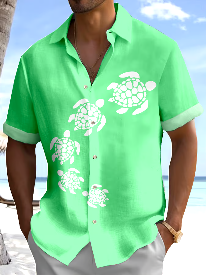 Men's Turtle Printed Casual Resort Shirt