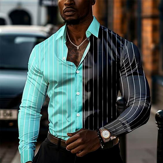 Men's Geometric Design Business Casual Shirt