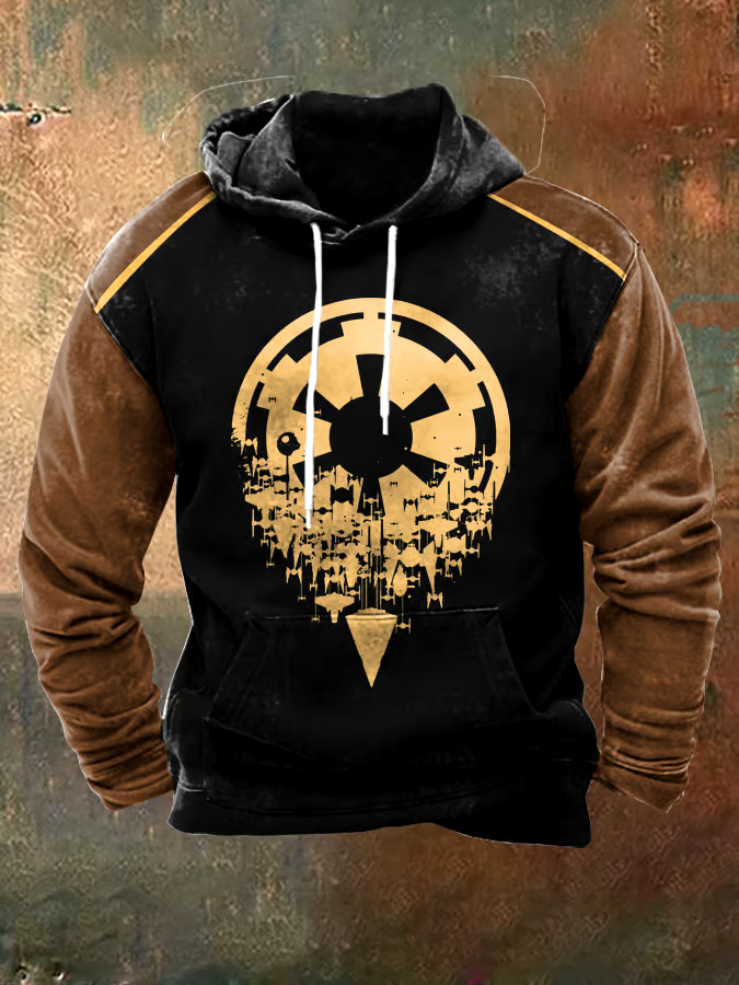 Men's Vintage Color Block Print Sweatshirt