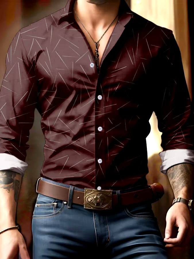 Men's Business Style Geometric Print Shirt