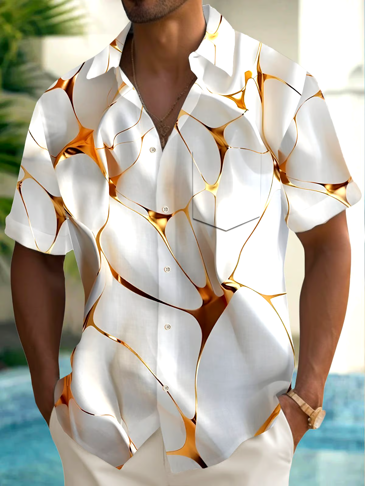Men's Artistic Geometric Print Hawaiian Shirt