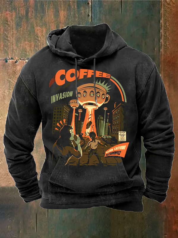 Men's Vintage Dark Food Print Hoodie