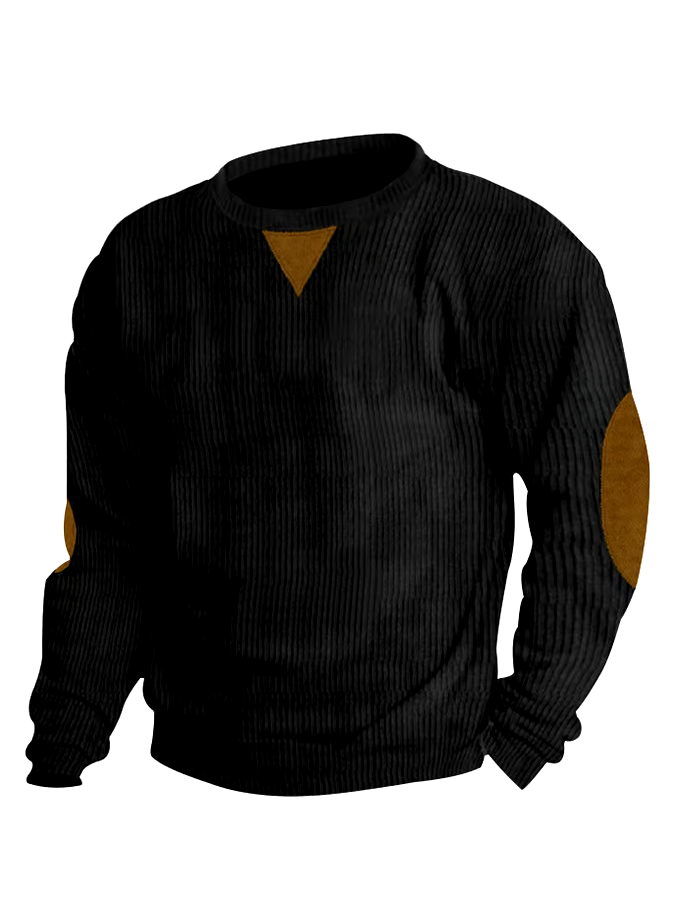 Men's Corduroy Round Neck Long Sleeve Casual Sweatshirt