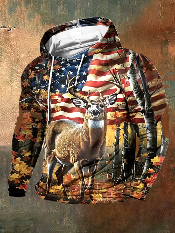 Men's Vintage Camouflage Elk Hunting Hoodie
