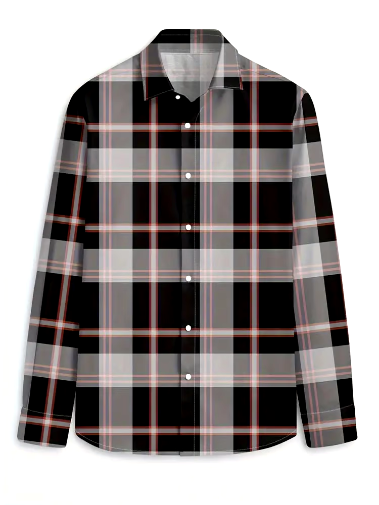 Men's Plaid Business Long Sleeve Shirt