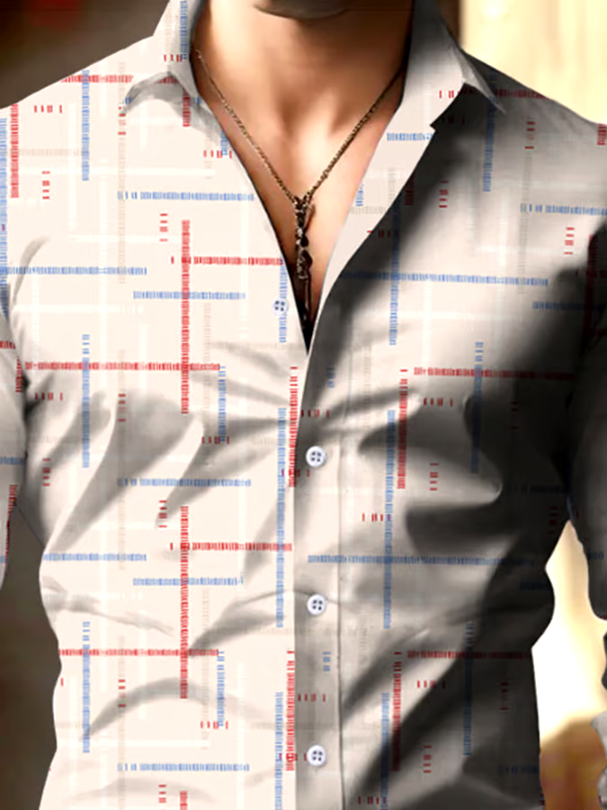Men's Business Style Geometric Print Shirt