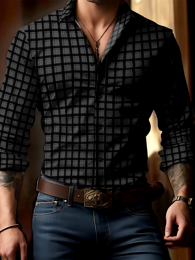 Men's Plaid Business Casual Shirt