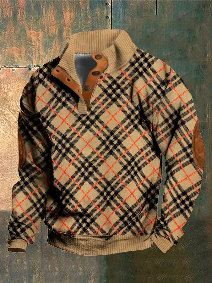 Men's Retro Western Stand Collar Sweatshirt