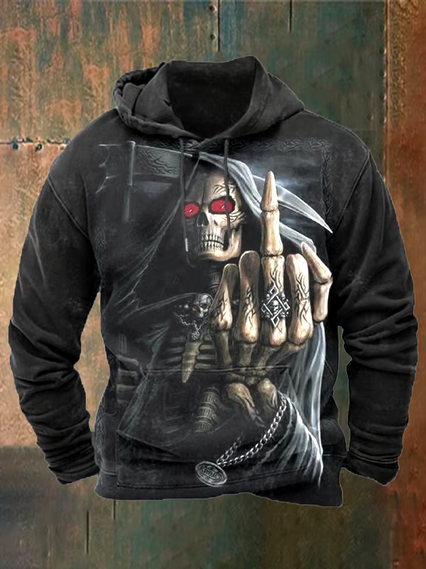 Outdoor Vintage Skull Print Hoodie