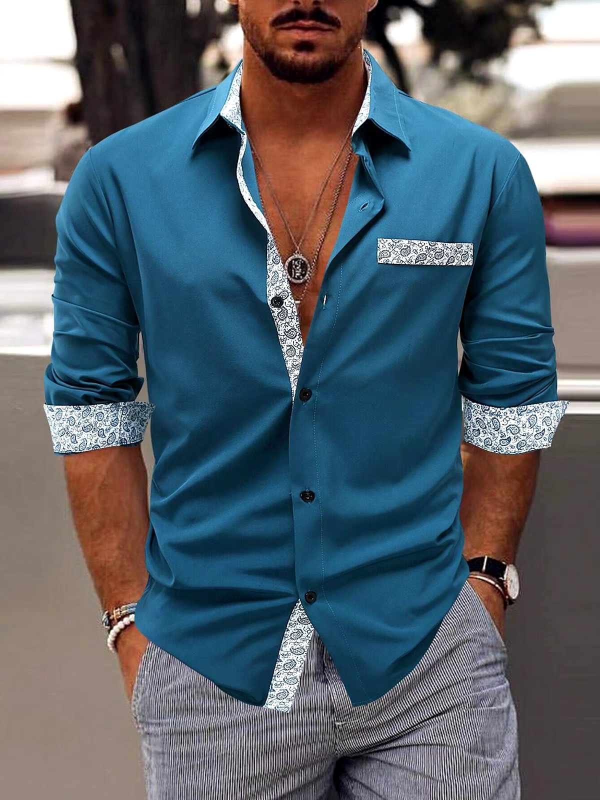 Men's Business Casual Long Sleeve Shirt