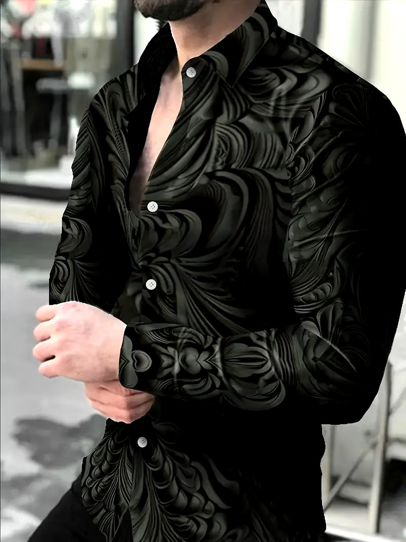 Men's Business Casual Striped Long Sleeve Shirt