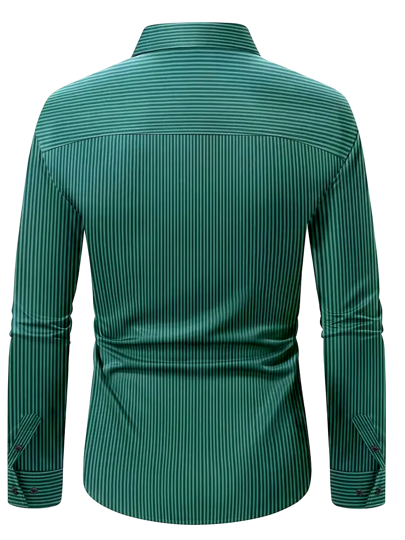 Men's Business Casual Striped Long Sleeve Shirt