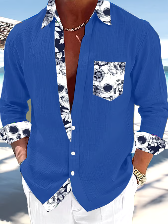 Men's Casual Vacation Contrasting Print Shirt