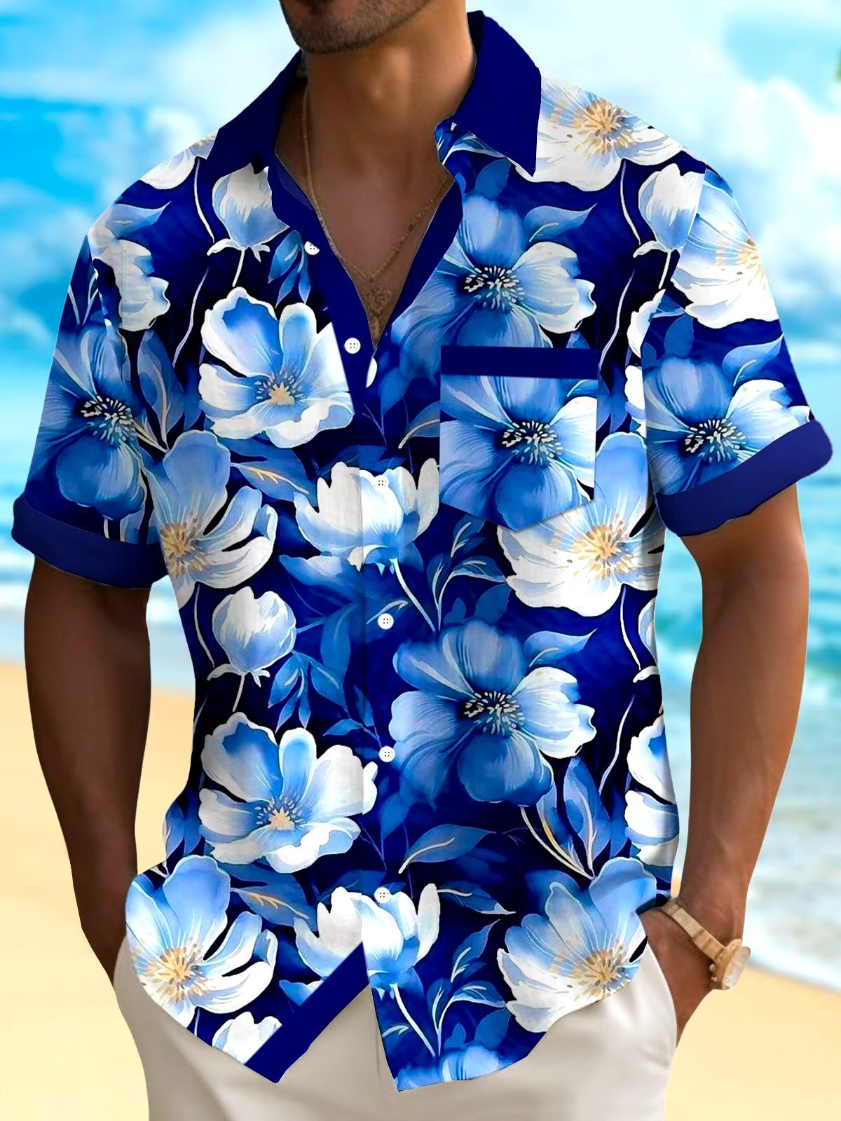 Men's Casual Vacation Hawaiian Print Shirt