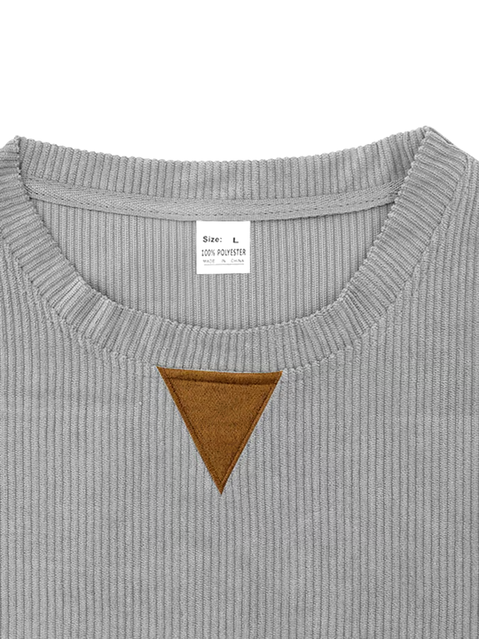Men's Corduroy Round Neck Long Sleeve Casual Sweatshirt