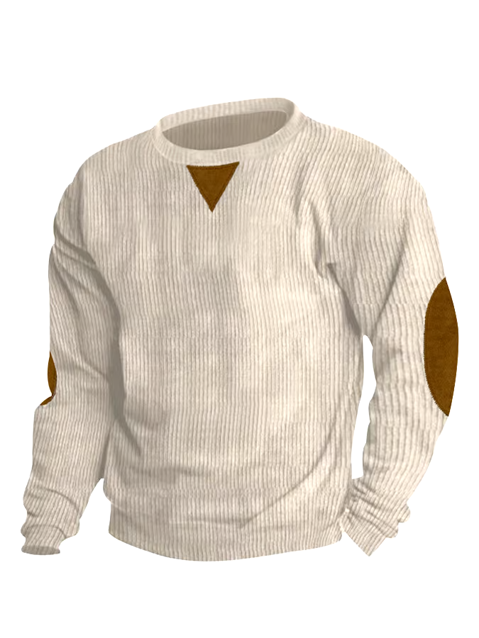 Men's Corduroy Round Neck Long Sleeve Casual Sweatshirt