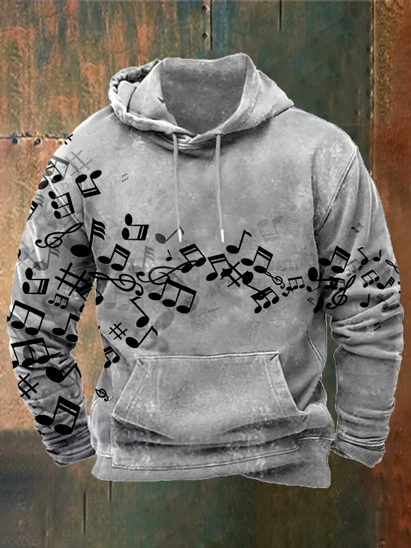 Men's Retro Music Notes Hoodie