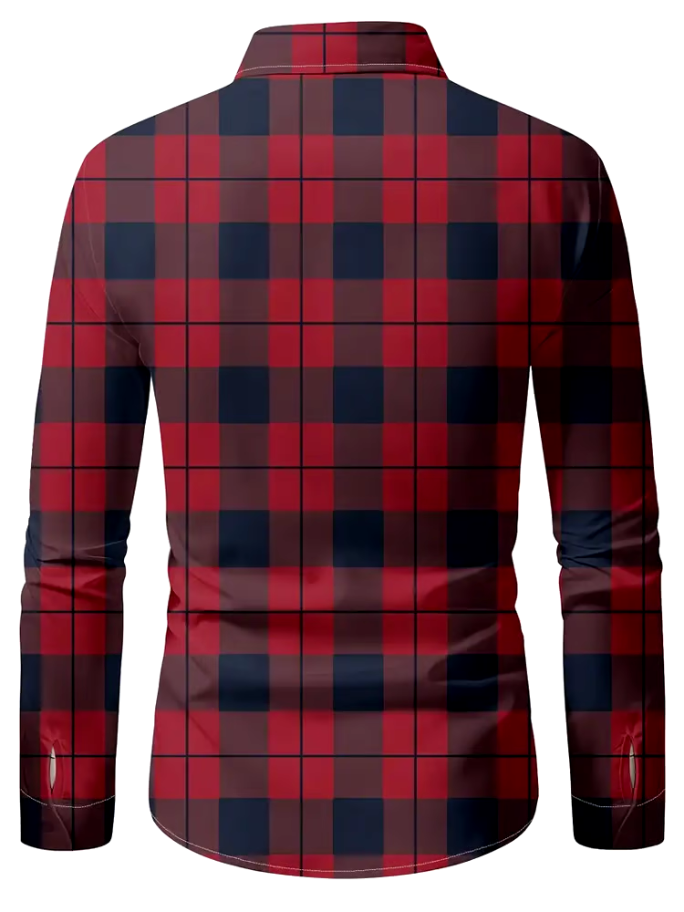 Men's Plaid Business Long Sleeve Shirt