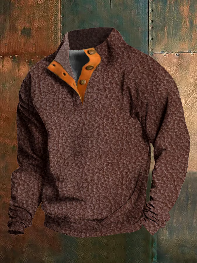 Men's Retro Western Stand Collar Sweatshirt